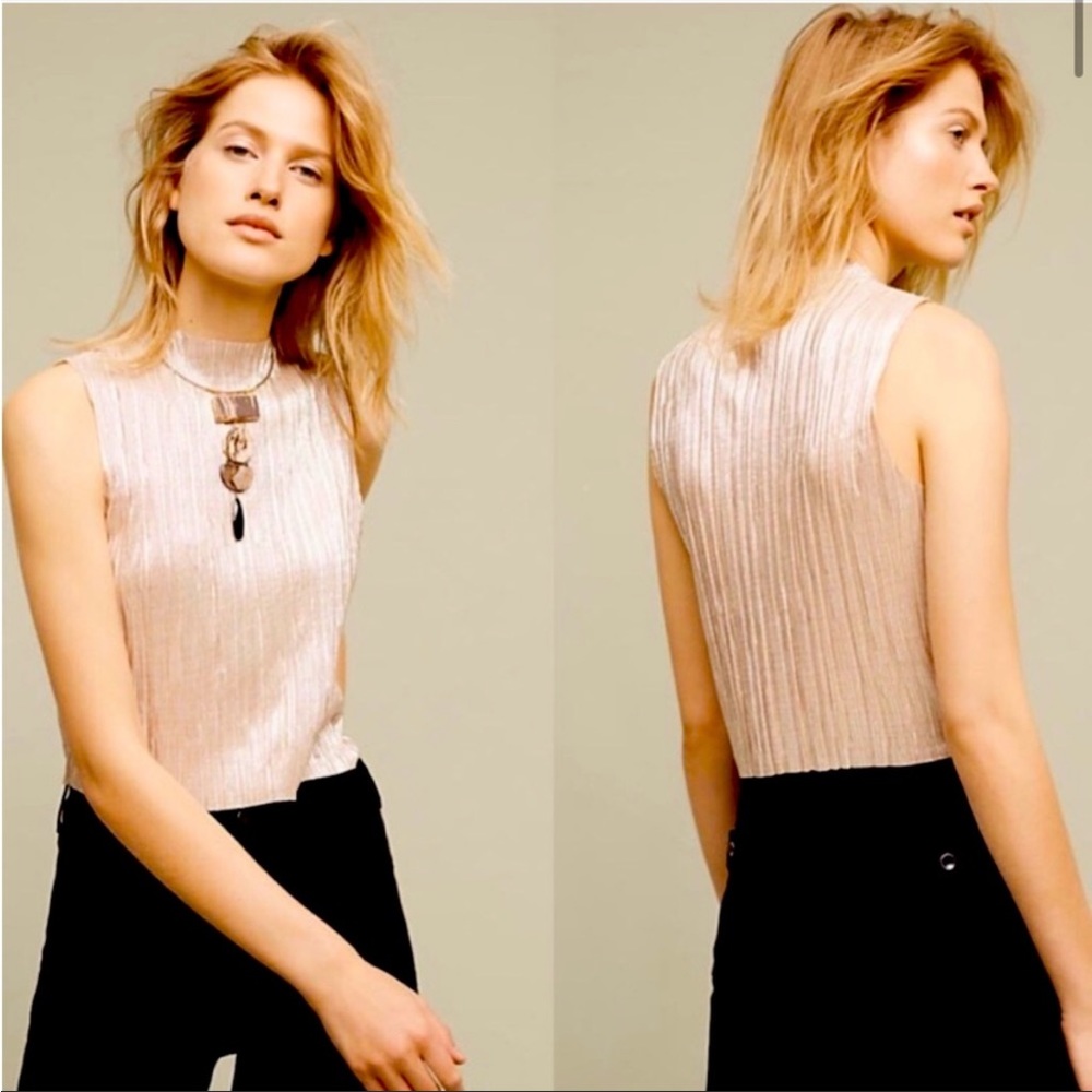 Anthropologie | Eri + Ali Metallic Gold Mock Neck Top